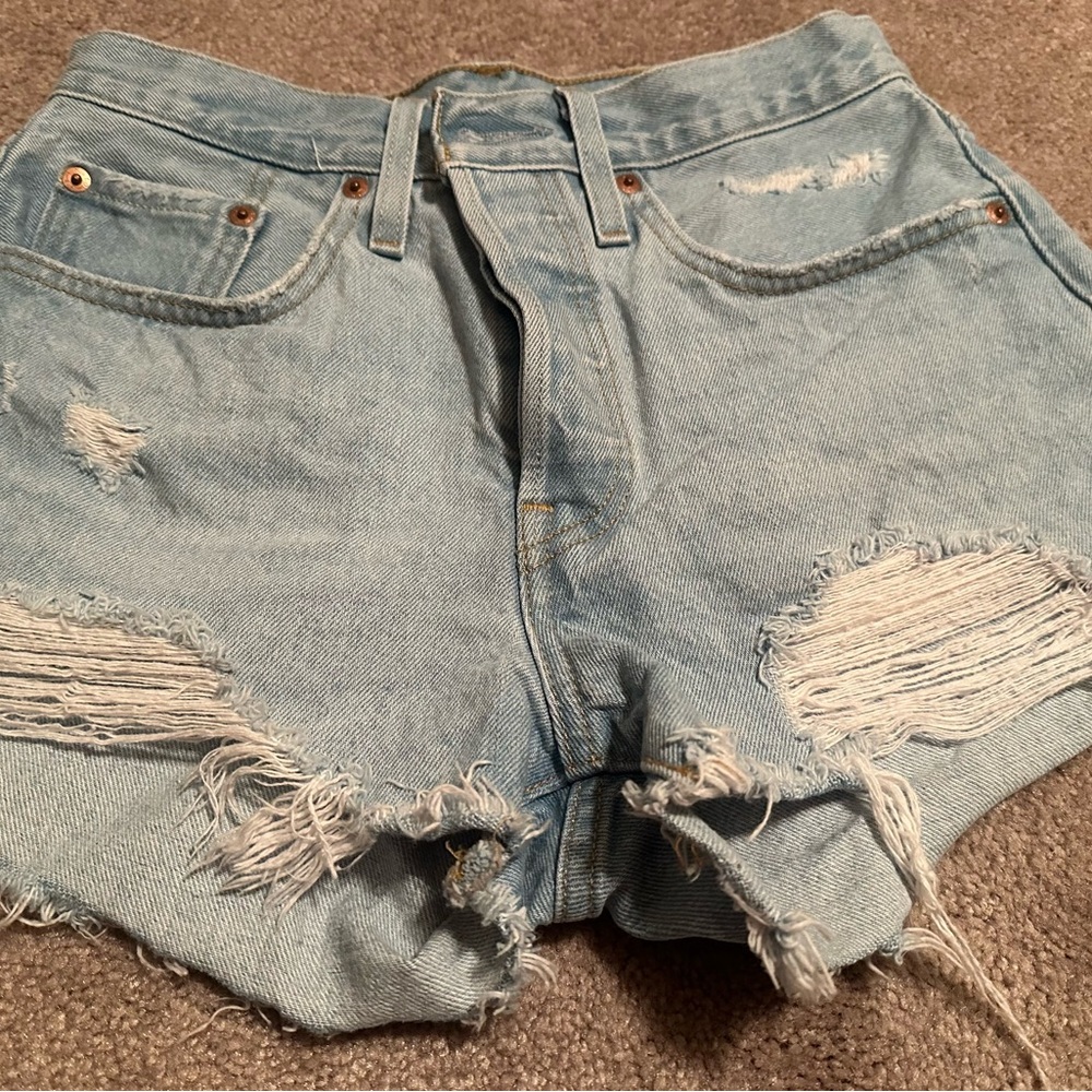 Levi's Light Blue Distressed Jean Shorts